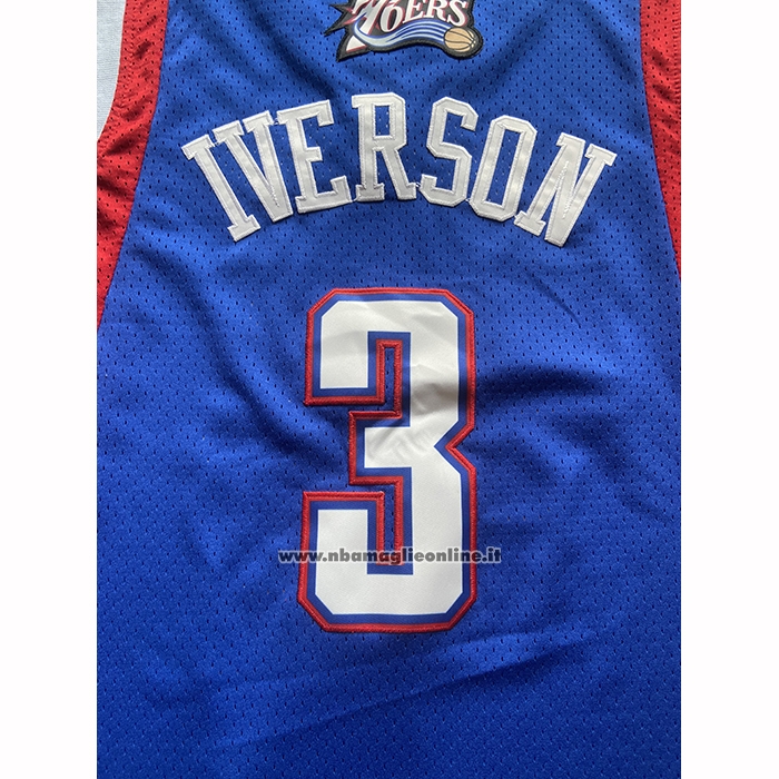 Maglia All Star 2024 Eastern Conference Allen Iverson No 3 Blu